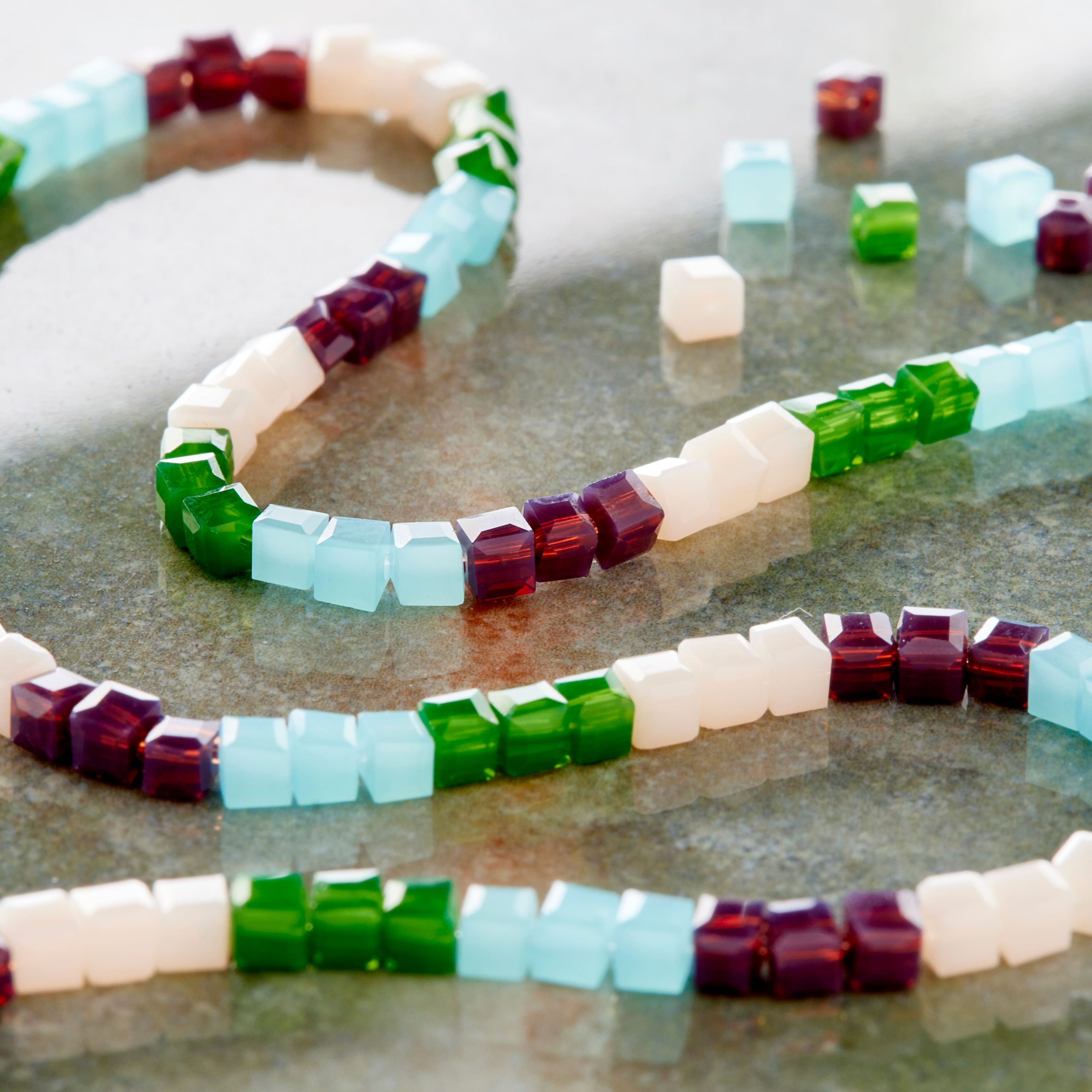 Purple, Green & Blue Glass Cube Beads, 3mm by Bead Landing™ - Image 2