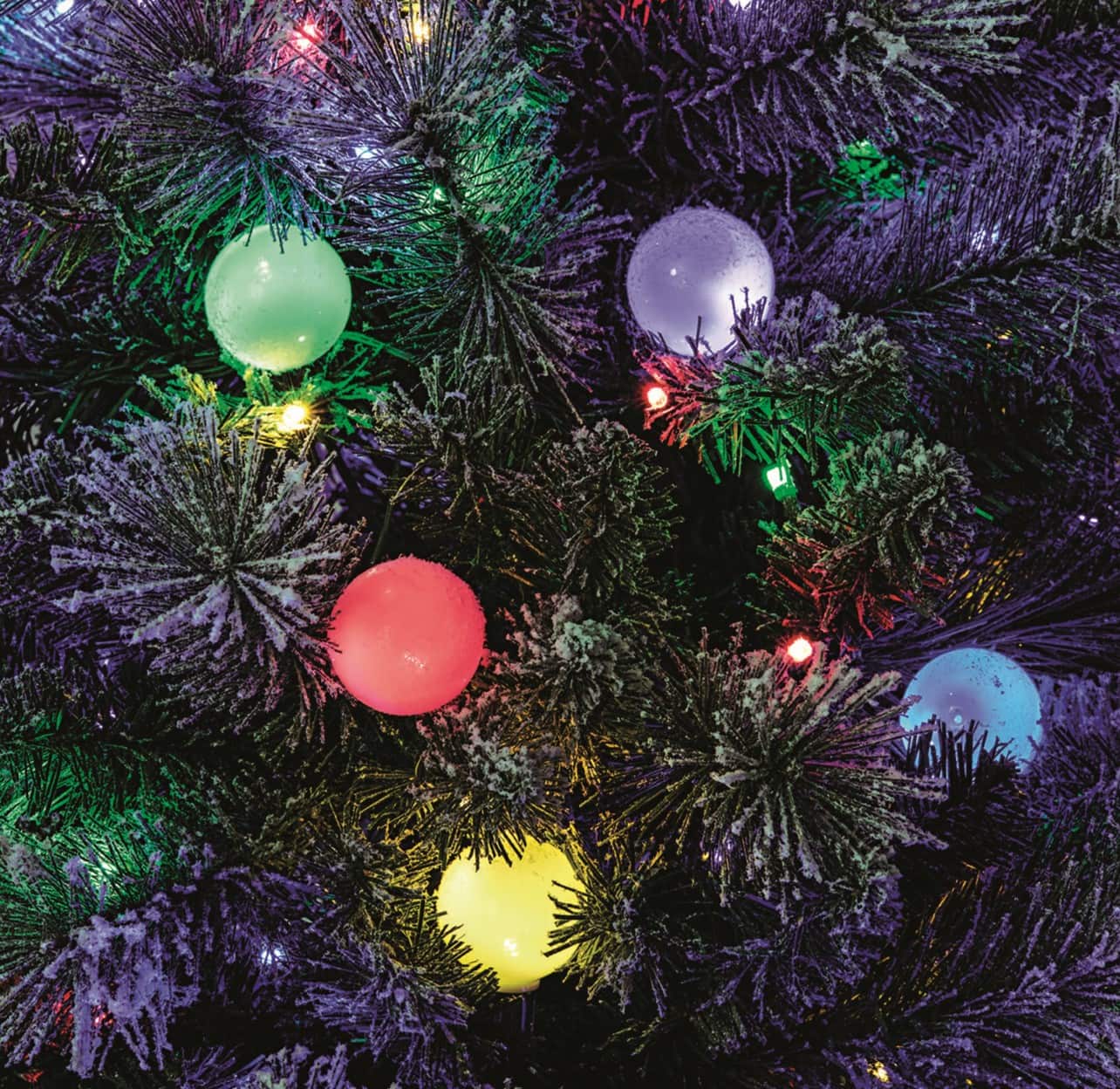 7.5ft. Pre-Lit Flocked Glacier Fir Artificial Christmas Tree, Dual Color LED Lights with G40 Bulbs by Ashland® - Image 2