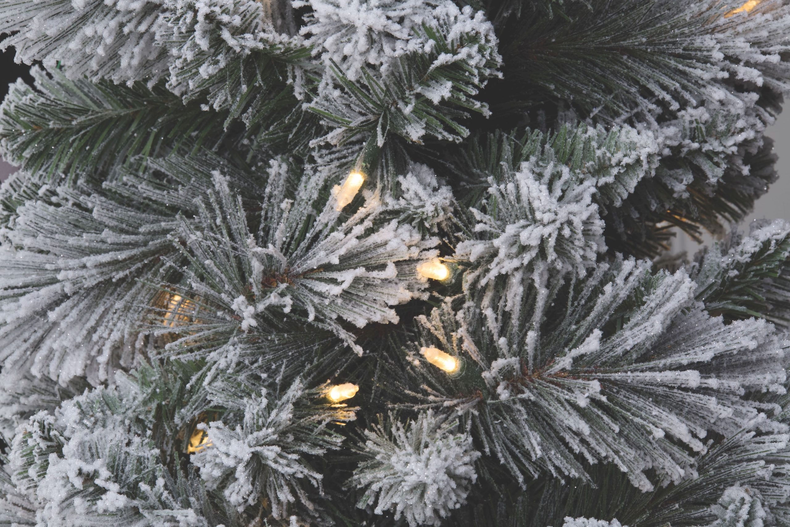 7ft. Pre-Lit Flocked Slim Artificial Christmas Tree, Warm White Twinkle LED Lights by Ashland® - Image 2