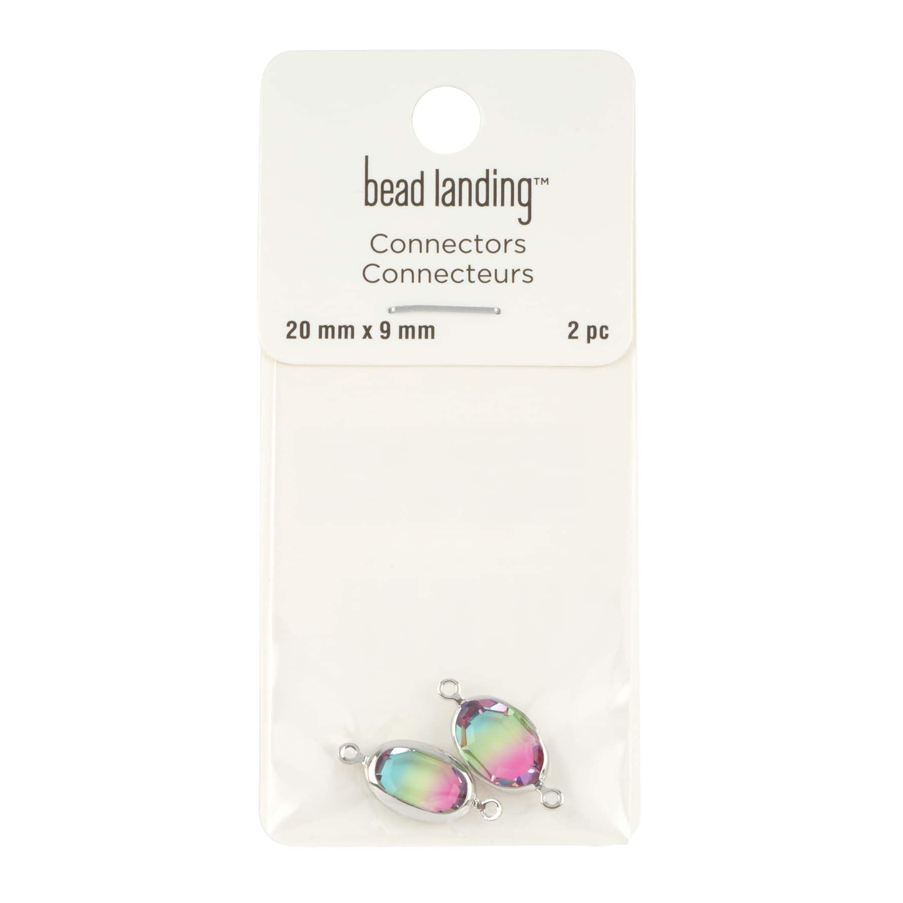 Rhodium & Multicolor Ombre Oval Connectors, 20mm by Bead Landing™ - Image 3