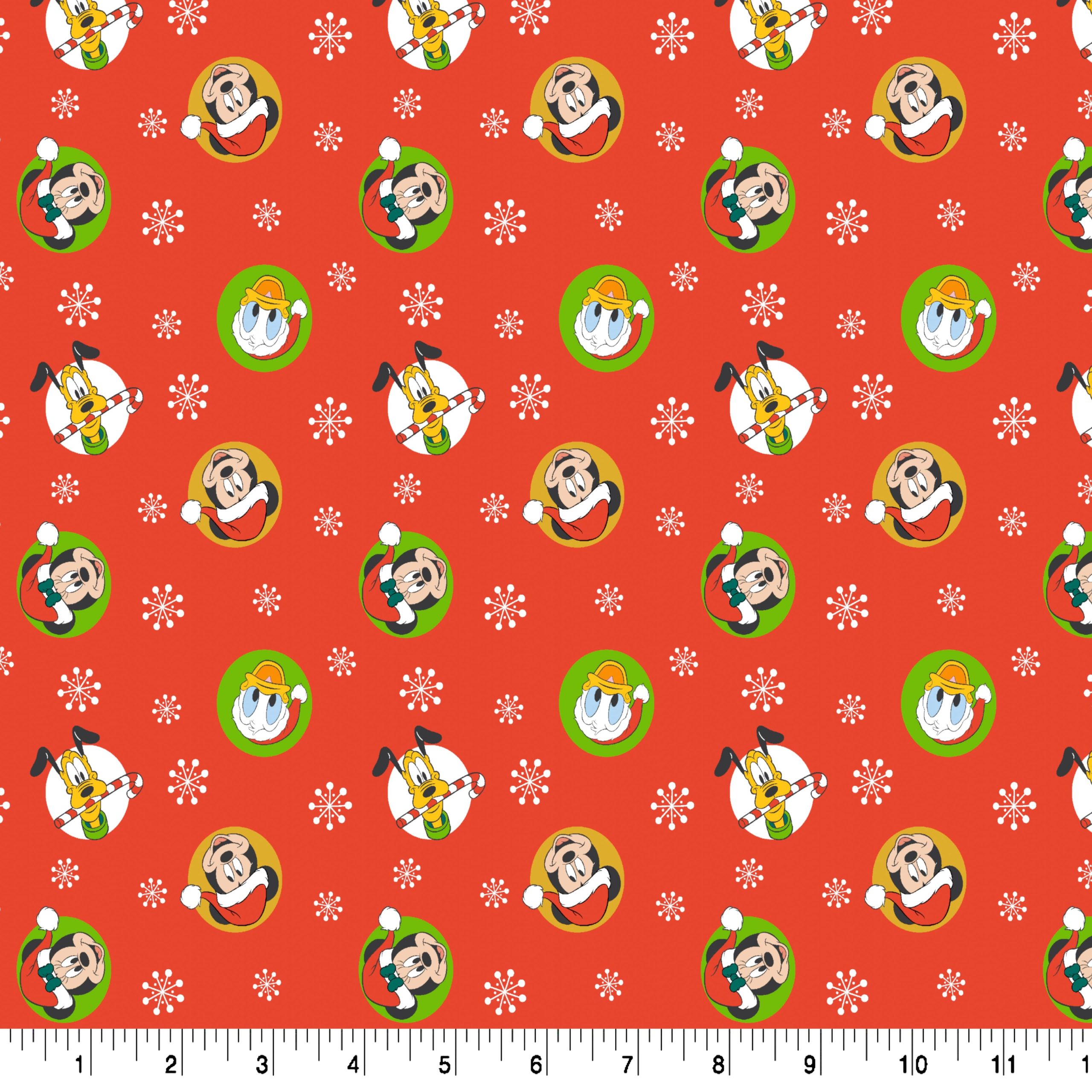 Disney® Mickey & Friends Red Christmas Cotton Fabric - Image 2