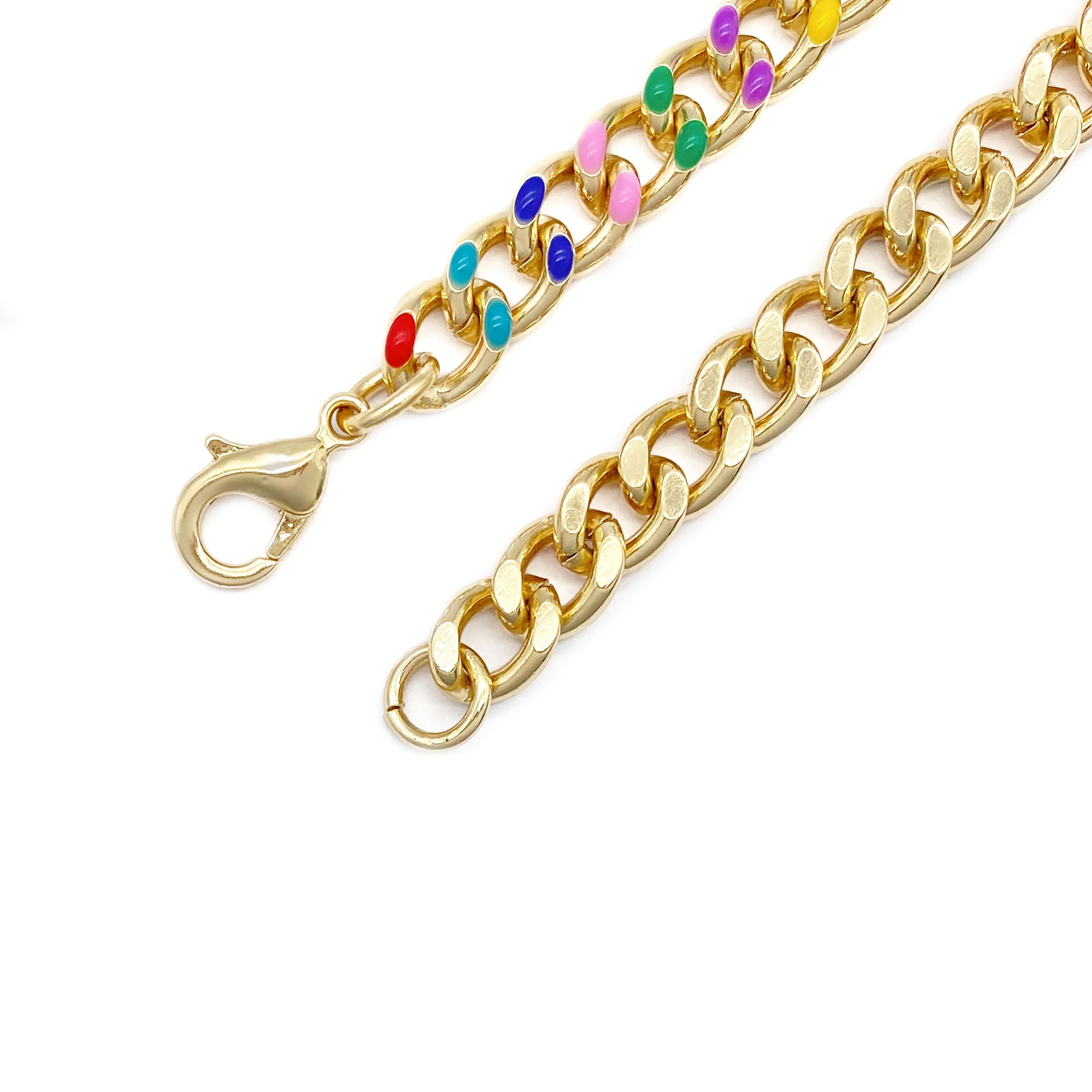 7.5" Rainbow & Gold Enamel Curb Charm Bracelet by Bead Landing™ - Image 4