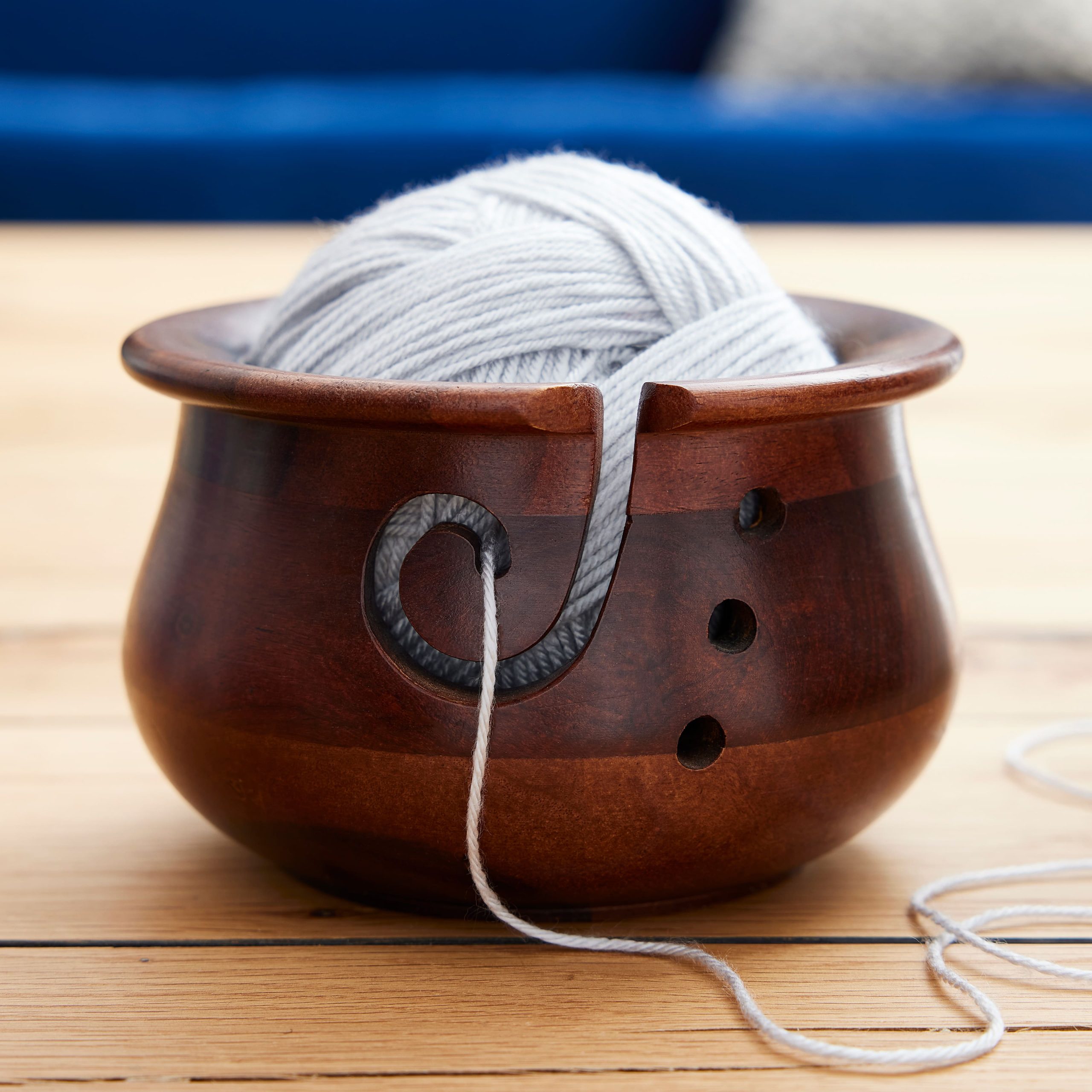 Curvy Sheesham Yarn Bowl By Loops & Threads™ - Image 2