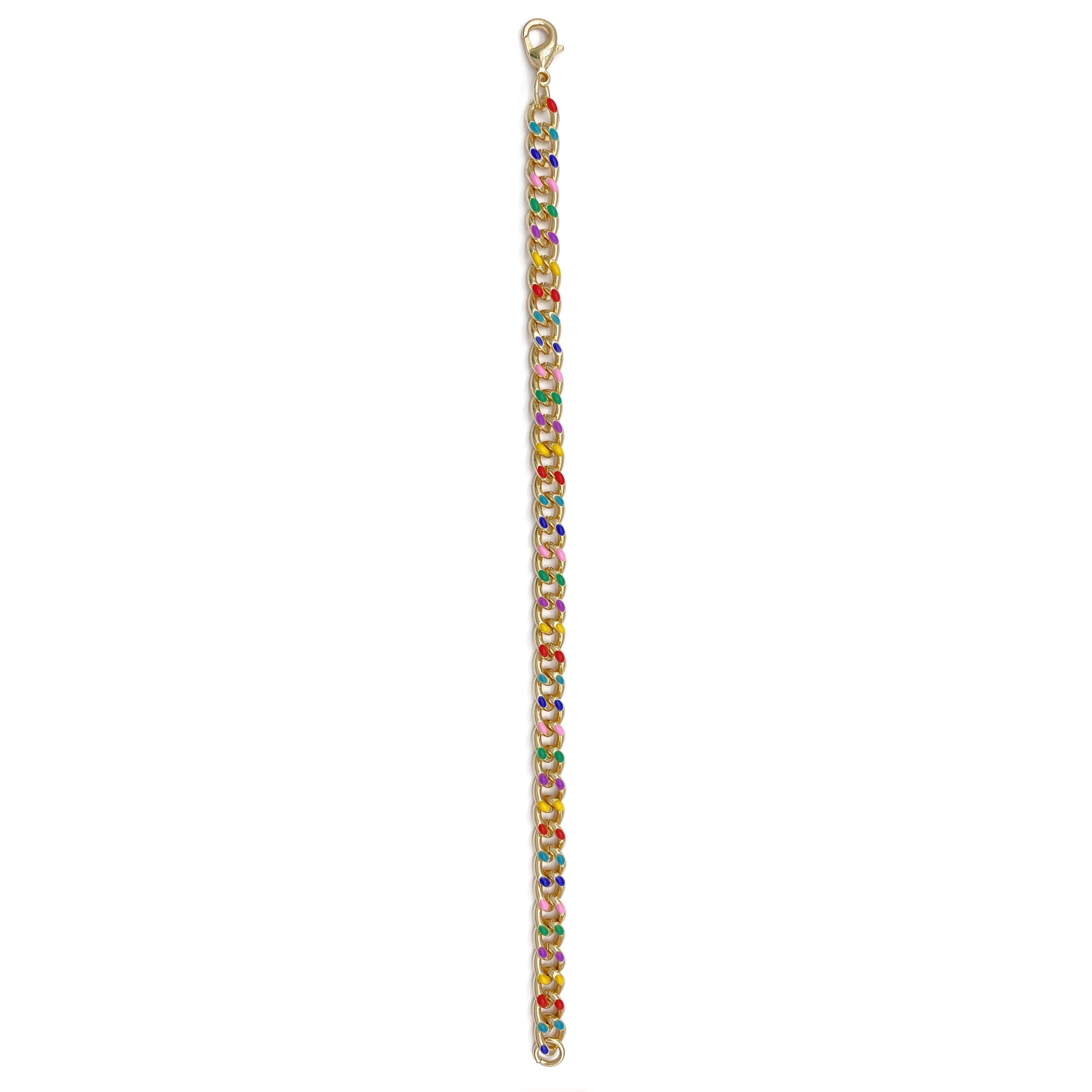 7.5" Rainbow & Gold Enamel Curb Charm Bracelet by Bead Landing™ - Image 3