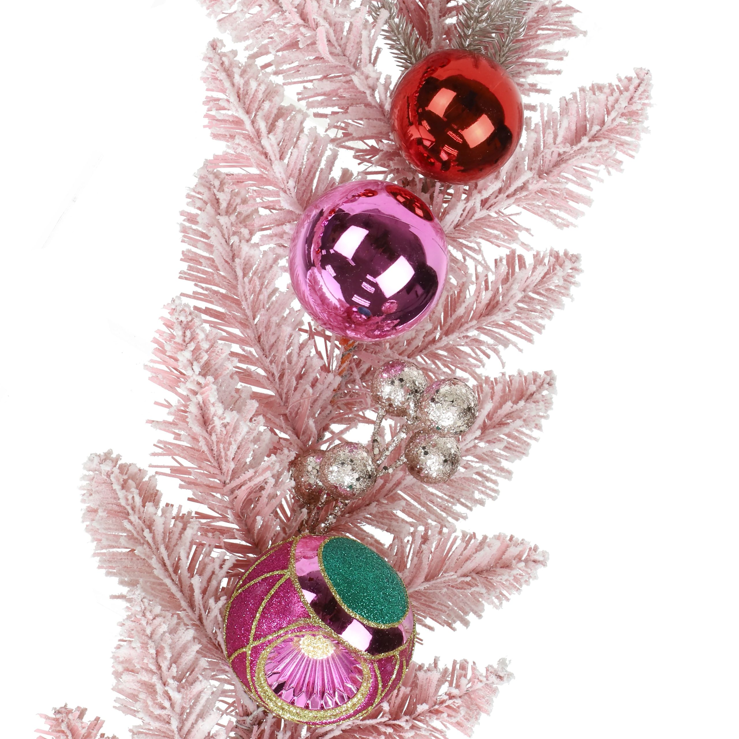 6ft. Flocked Pink Pine & Ornament Garland by Ashland® - Image 3