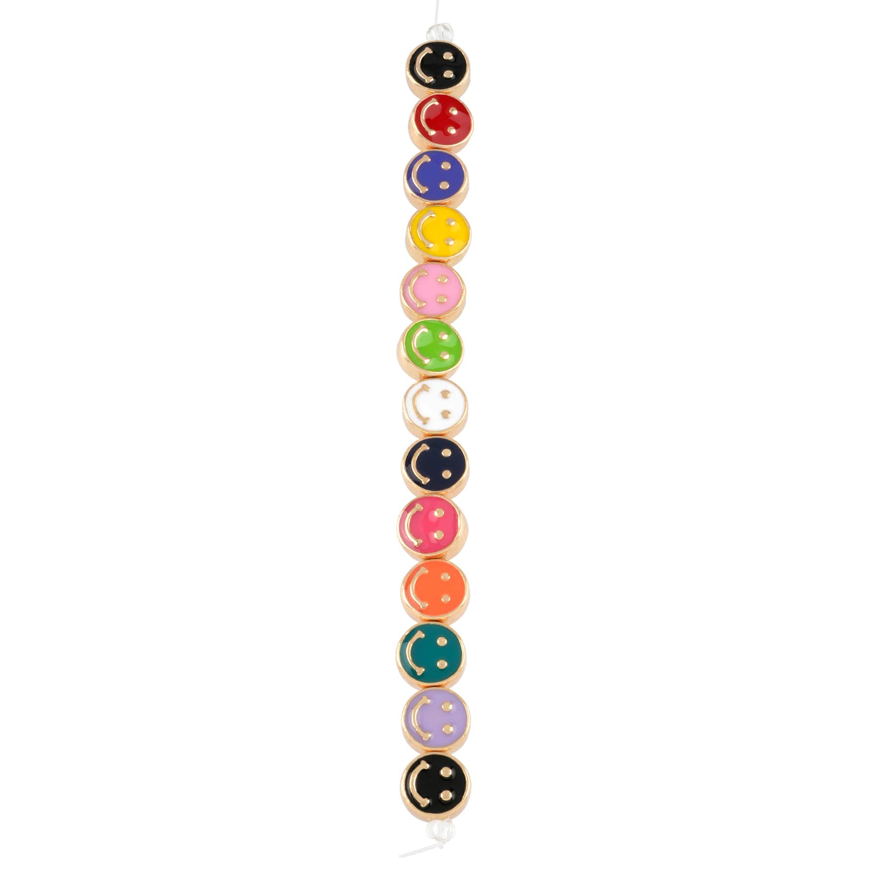 Multicolor & Gold Smiley Face Disc Beads, 9.5mm by Bead Landing™ - Image 3