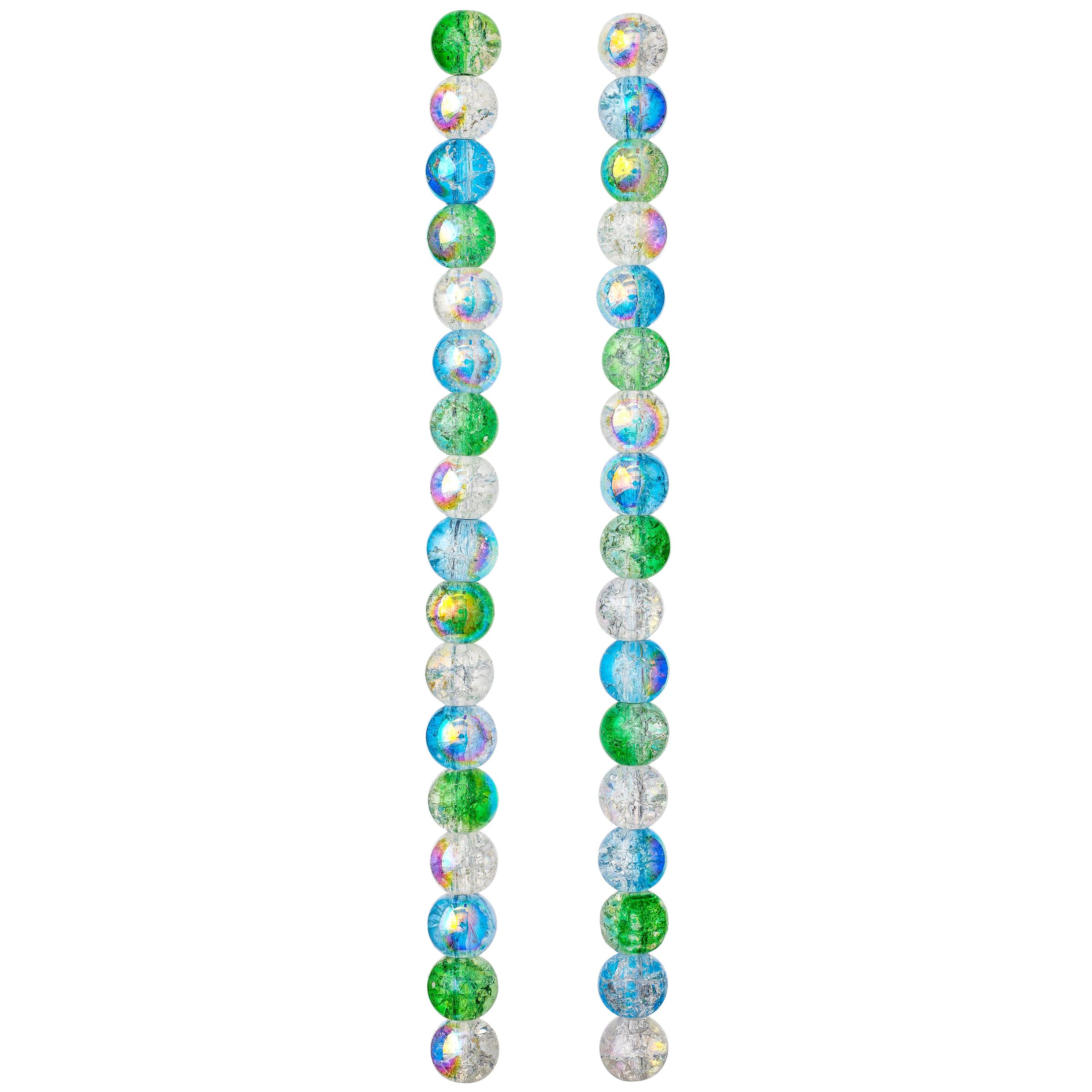 Blue & Green Crackled Glass Round Beads, 8mm by Bead Landing™ - Image 3