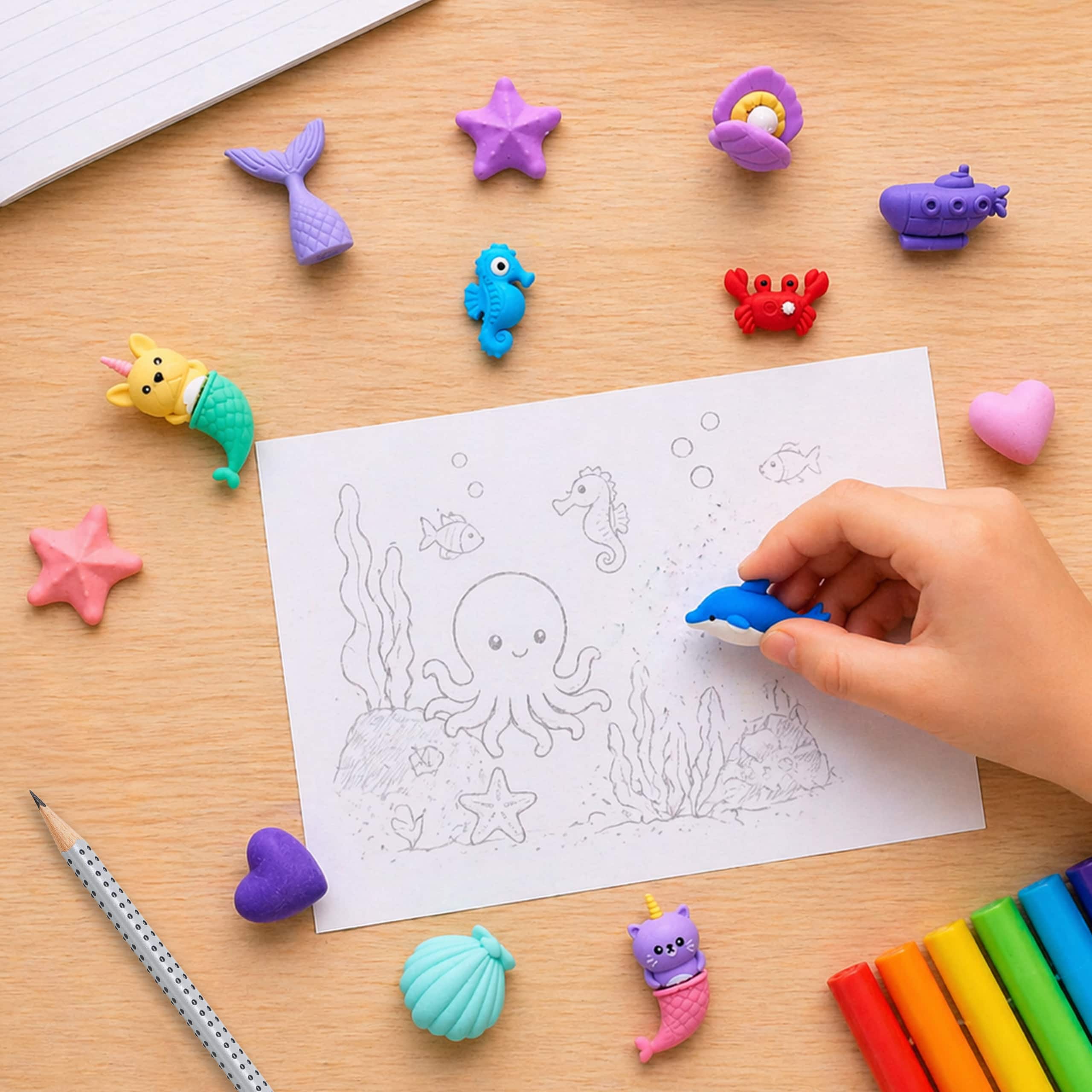 Faber-Castell® Desk Pets Mermaid Eraser Set - Image 2
