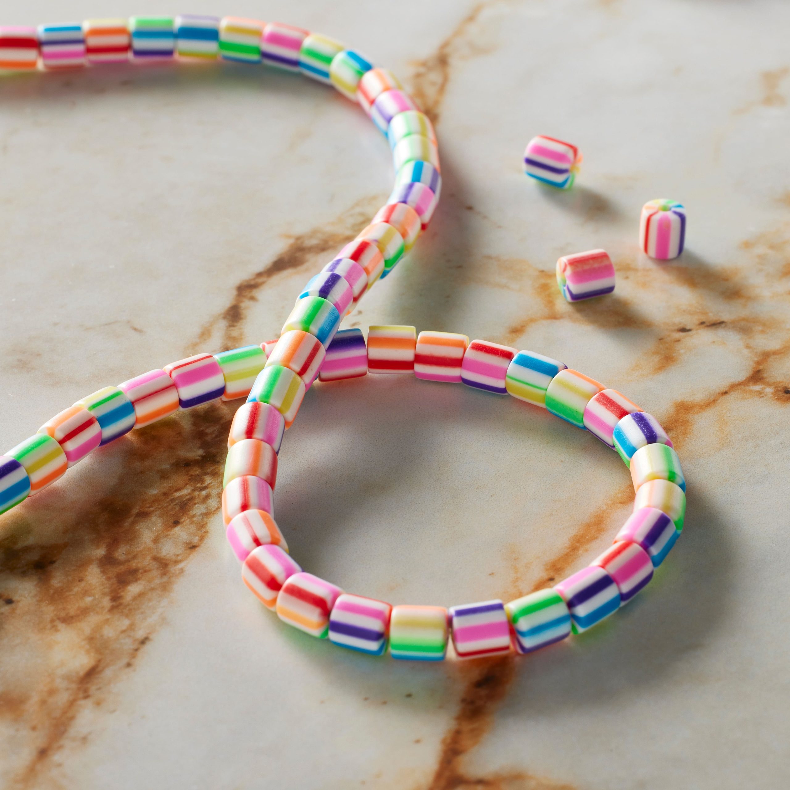 Multicolor Striped Clay Tube Beads, 5.8mm by Bead Landing™ - Image 2
