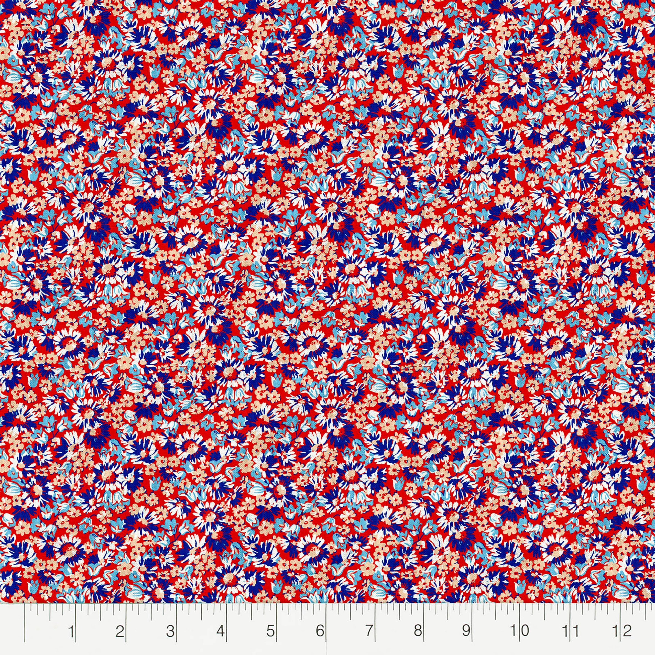 Fabric Editions Red Annabell Floral Cotton Fabric - Image 2