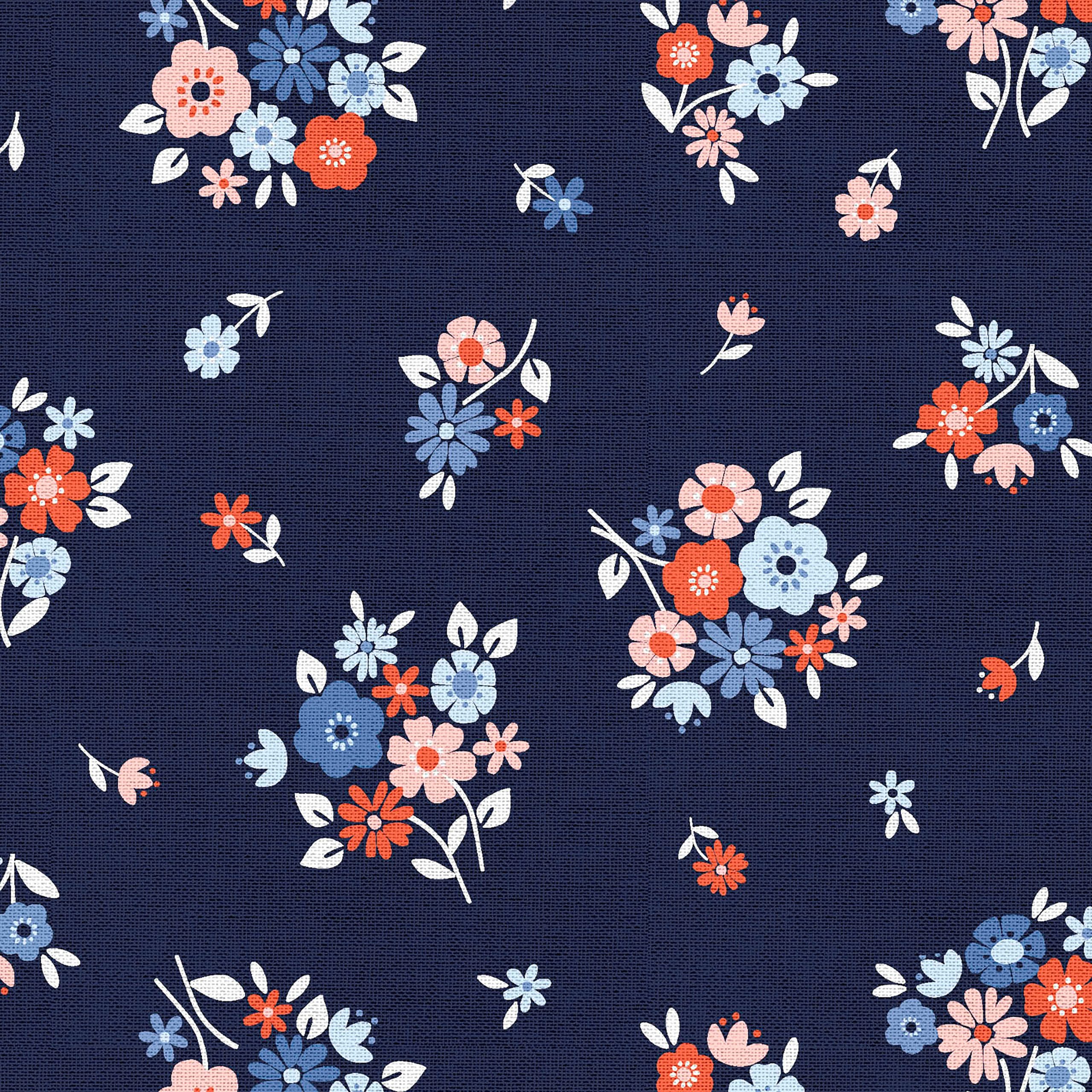 Fabric Editions Navy Carolina Bouquet Cotton Fabric - Image 3