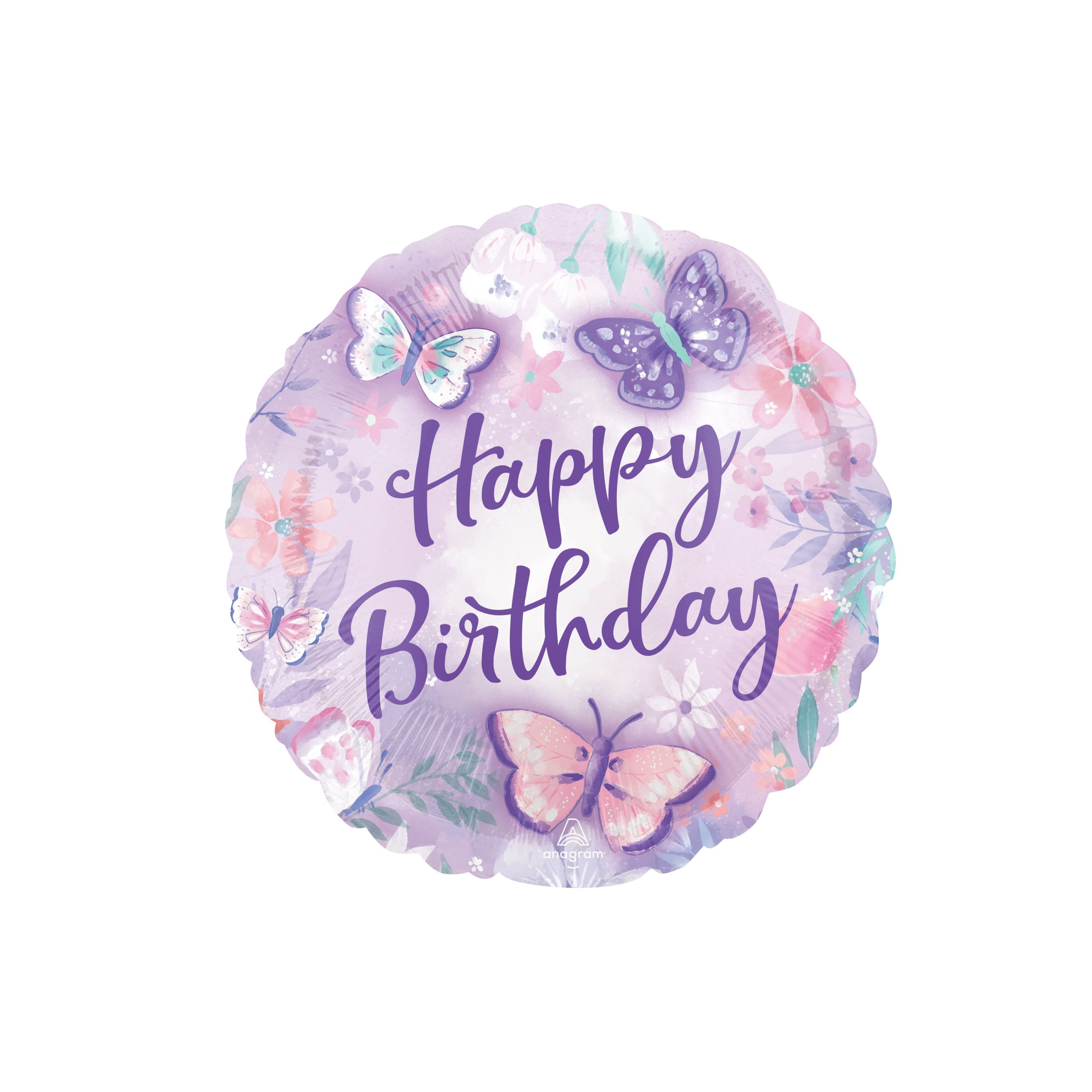 17" Flutters Happy Birthday Foil Balloon