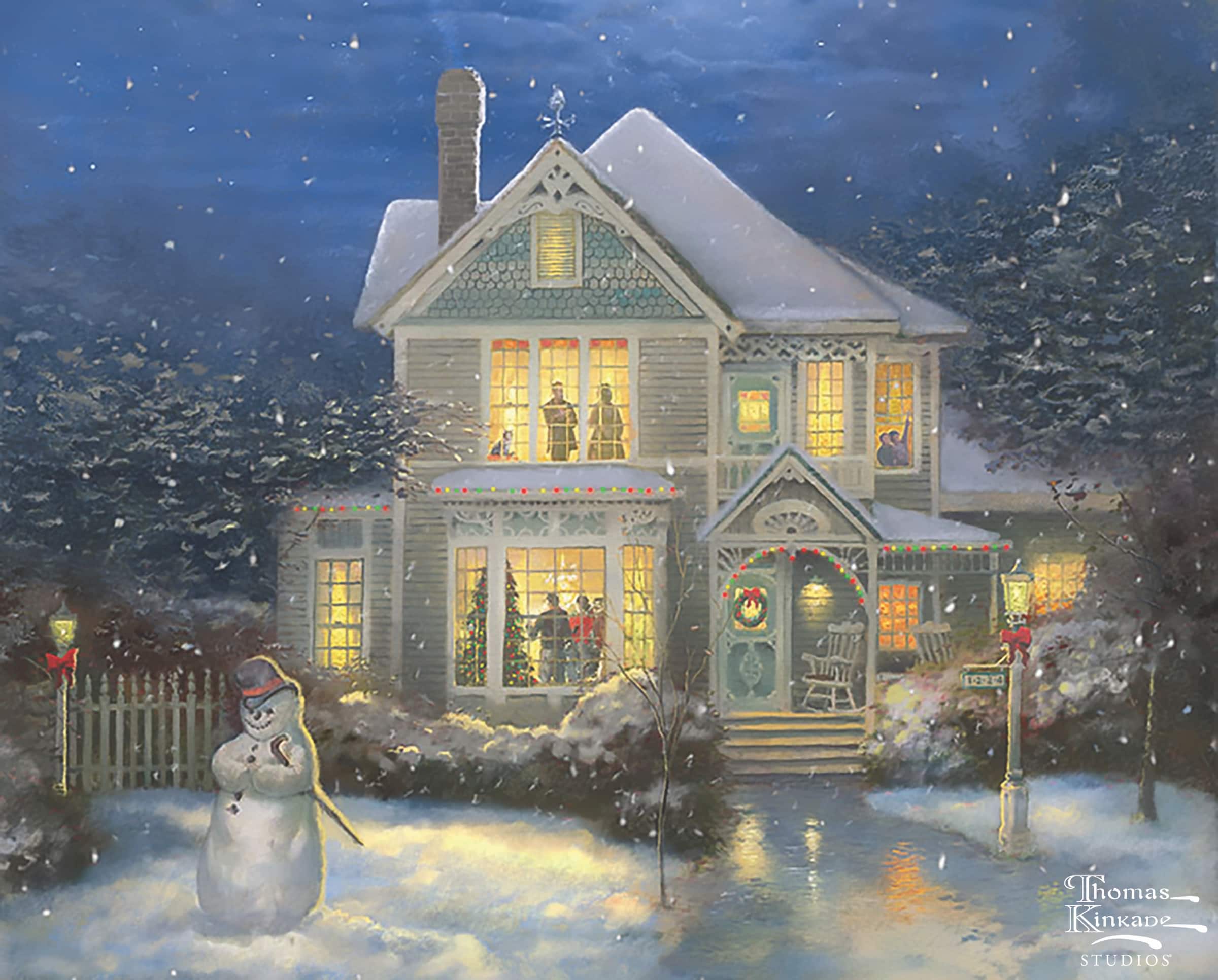 12" x 16" Thomas Kinkade Winter Cottage Needlepoint Canvas by Loops & Threads®