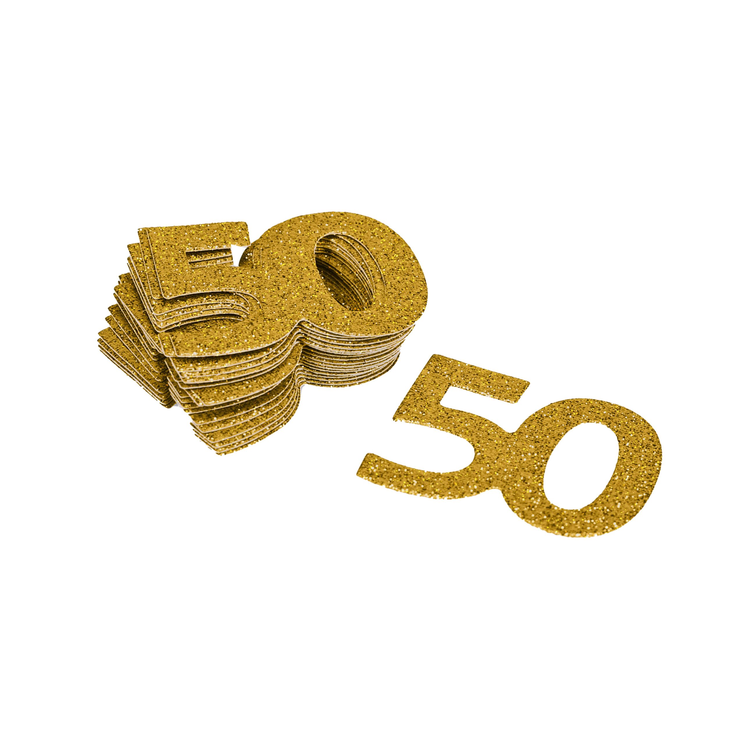 2" Gold 50 Glitter Confetti, 20ct. by Celebrate It™ - Image 2