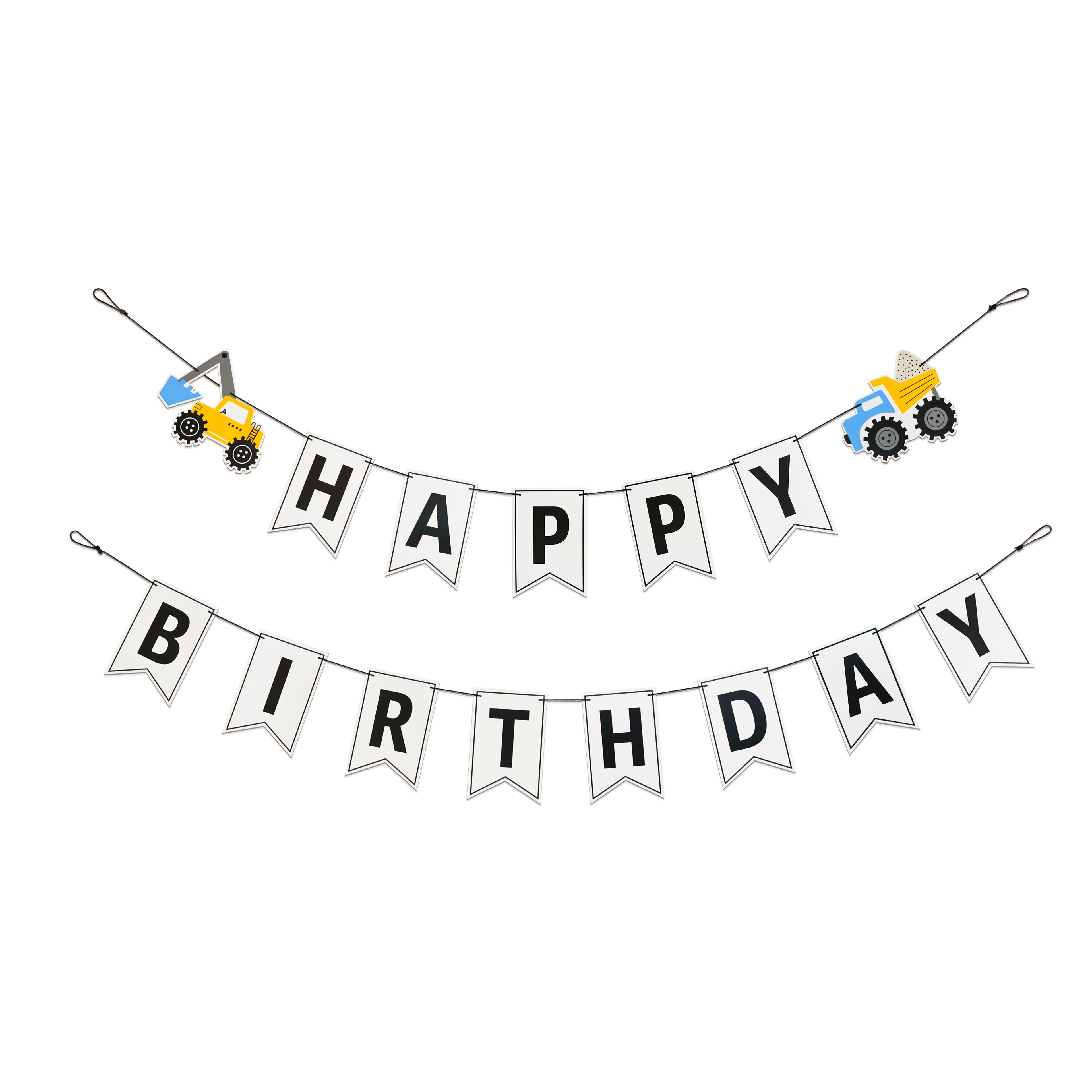 5ft. White Happy Birthday Construction Banner Set by Celebrate It™