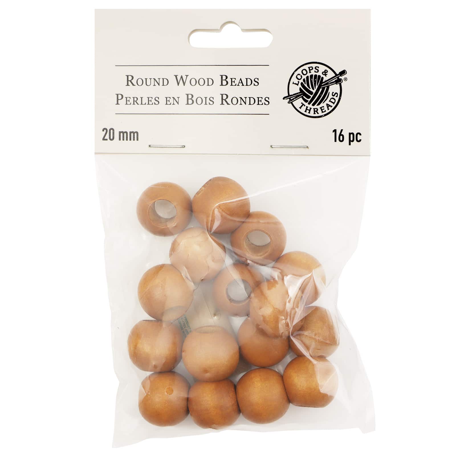 Maple Round Wood Beads by Loops & Threads®, 20mm