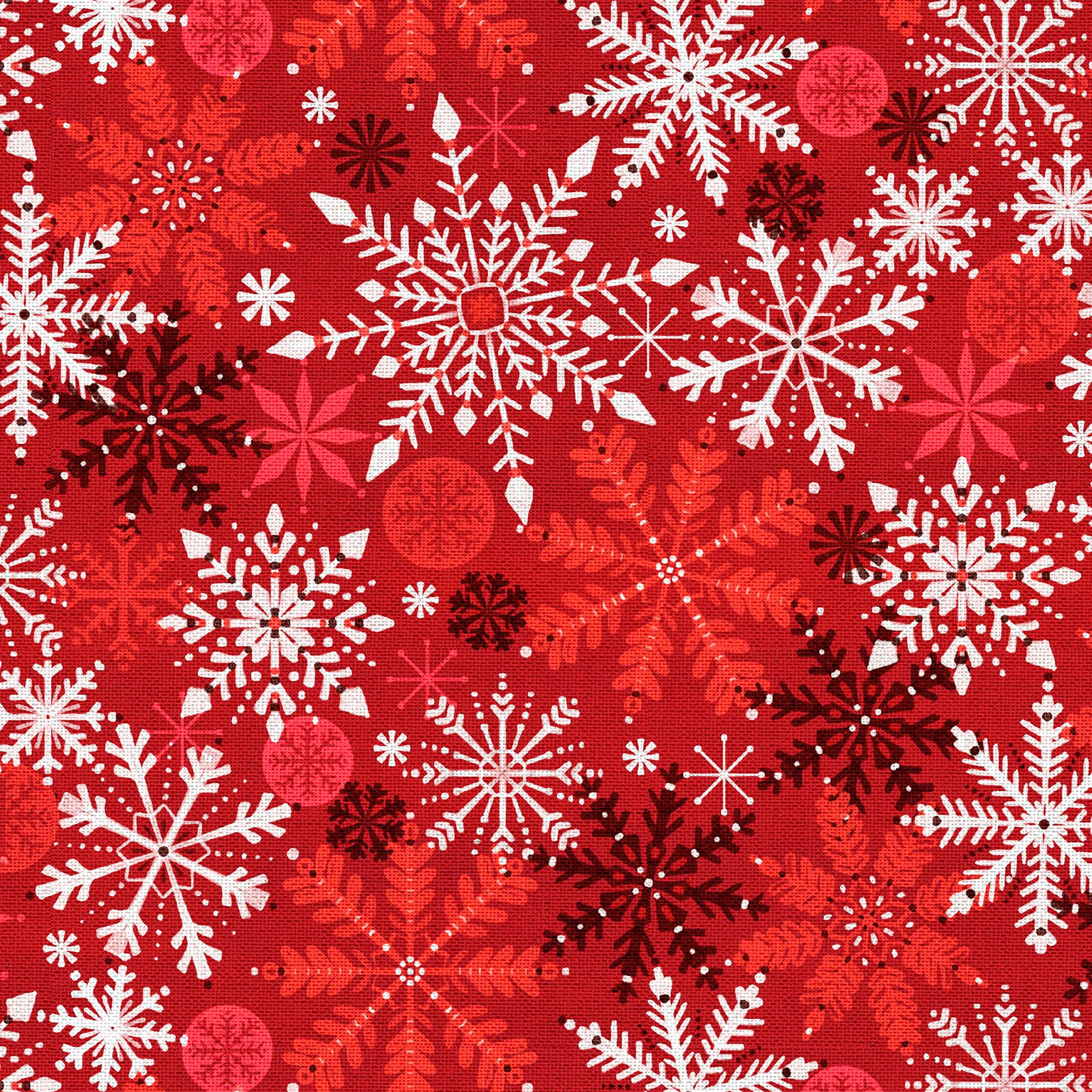 Fabric Editions Red Snowflakes Cotton Fabric - Image 3