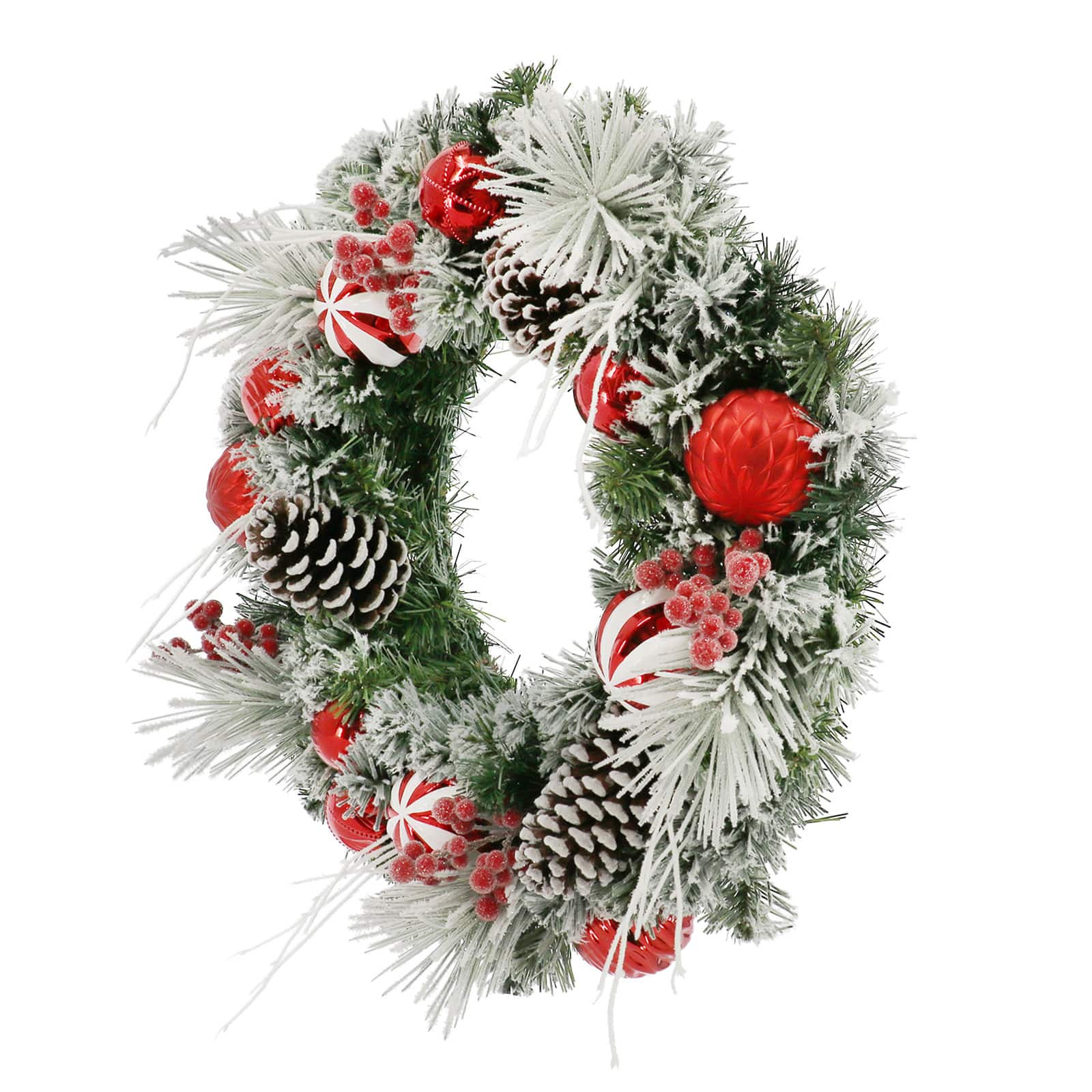 26" Red & White Ornaments with Pinecones Wreath by Ashland® - Image 3