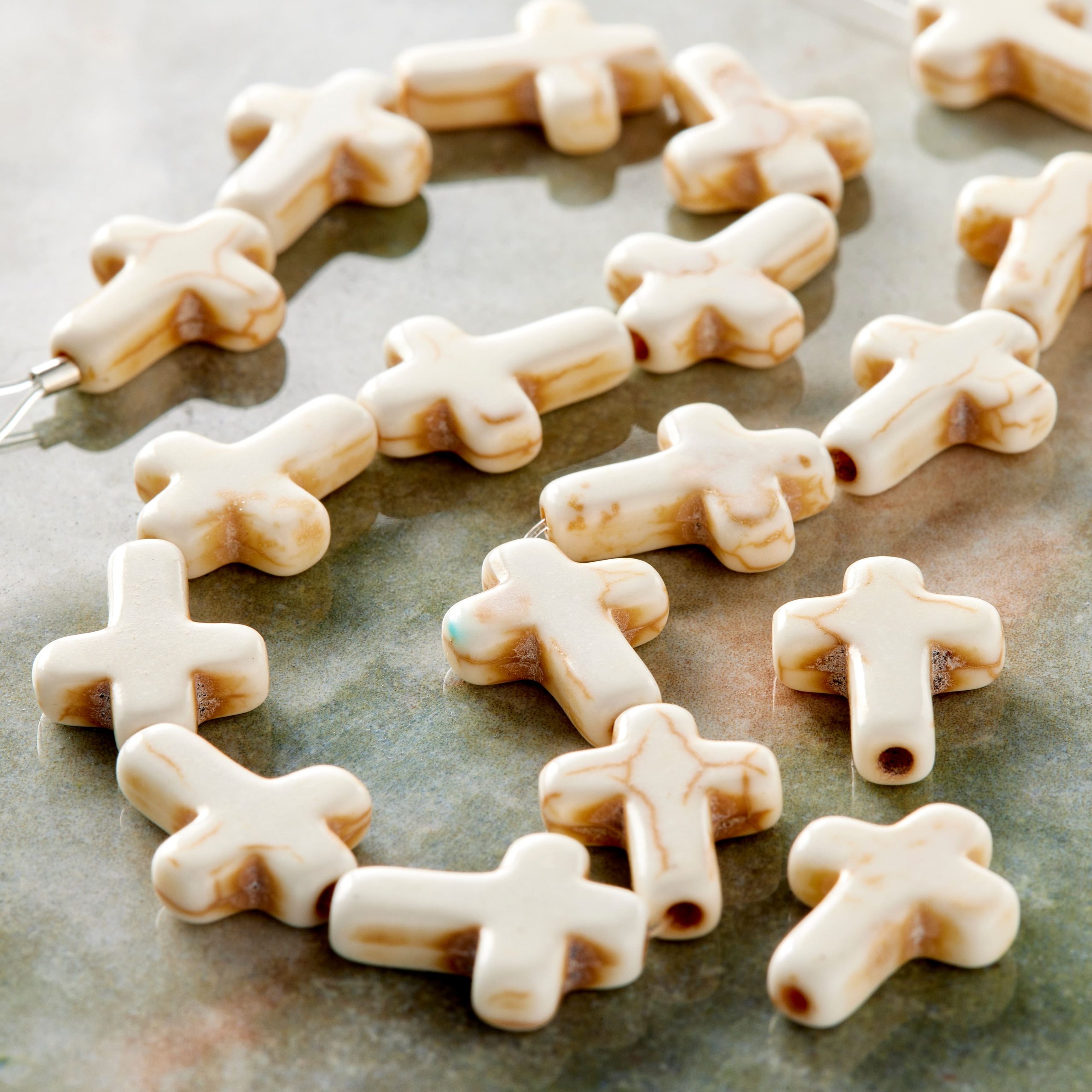 White Stone Cross Beads, 15mm by Bead Landing™ - Image 2