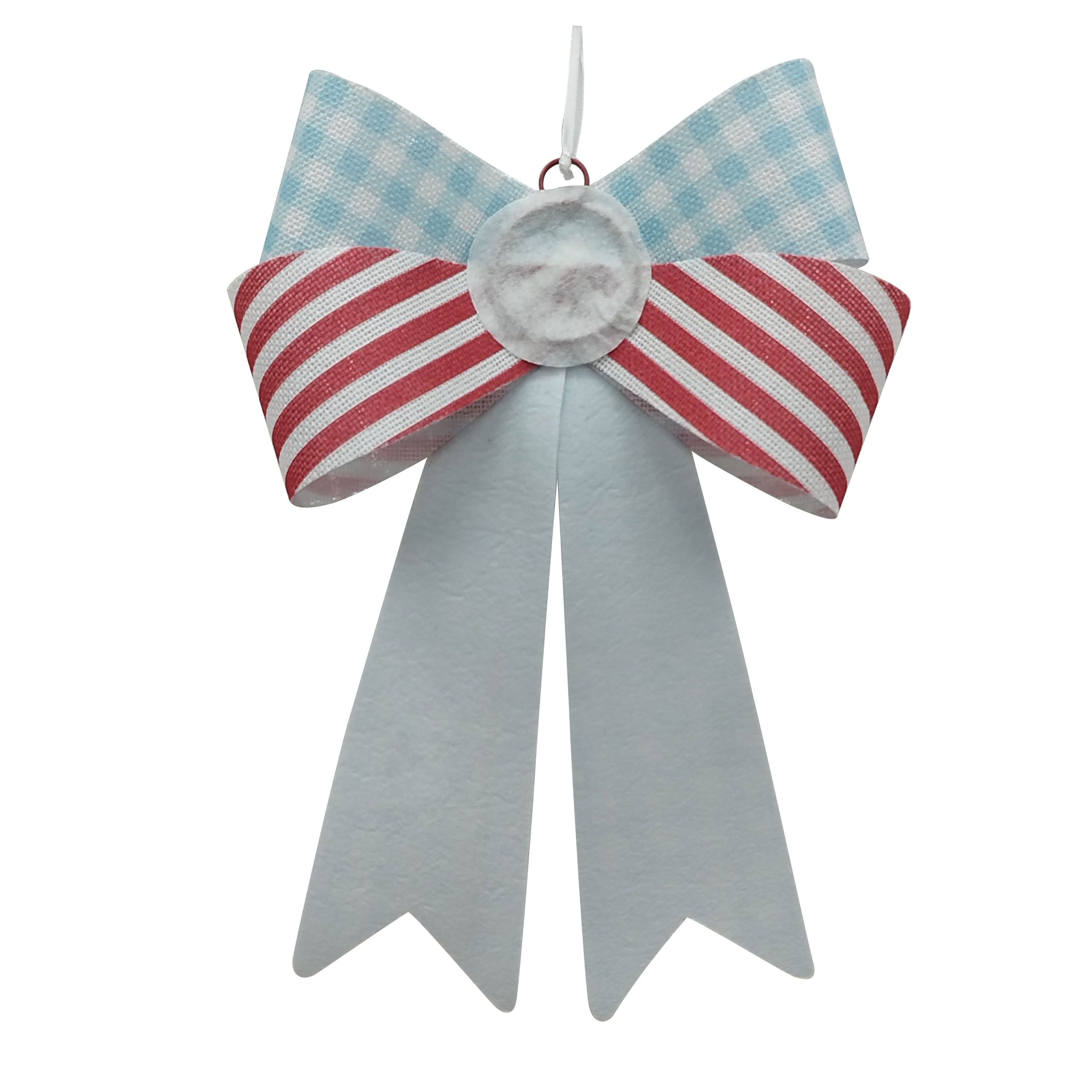 16" Blue Gingham Bow Wall Décor by Celebrate It™ - Image 2